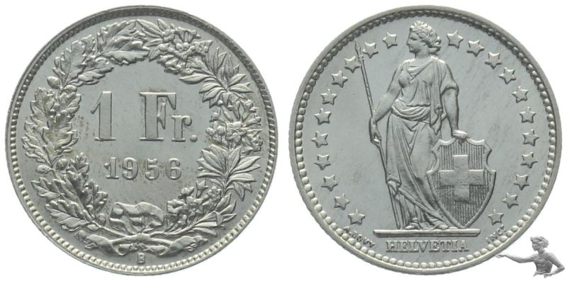 1 Franken 1956 B | superschöner Zustand